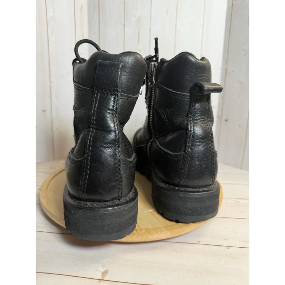 Harley Davidson Men Black Leather Motorcycle Boots Side Zip D95162 Size 10M